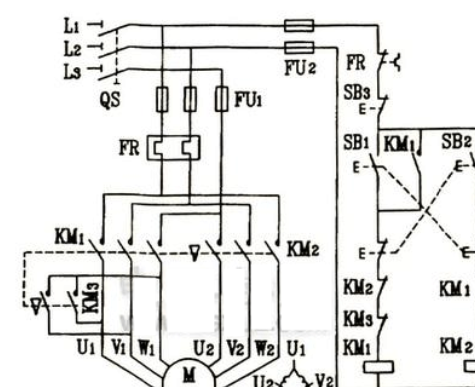 三相鼠笼式电动机变极调速控制电路图