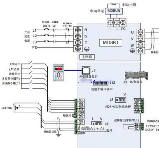 对于初学者,可以直接用变频器的面板来操作,至于上图中的外部控制