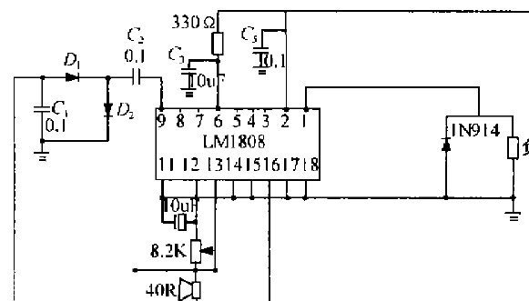 LM1808构成的超声波接收电路